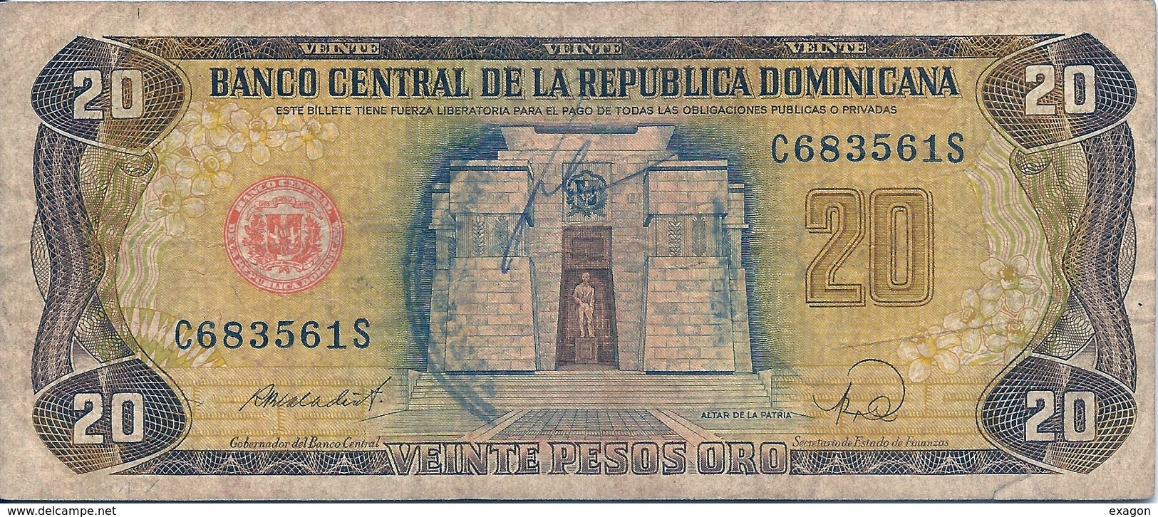 Banconota Da 20   VEINTE  PESOS   ORO -  Repubblica  Dominicana  -  Emissione Anno  1986. - Repubblica Dominicana