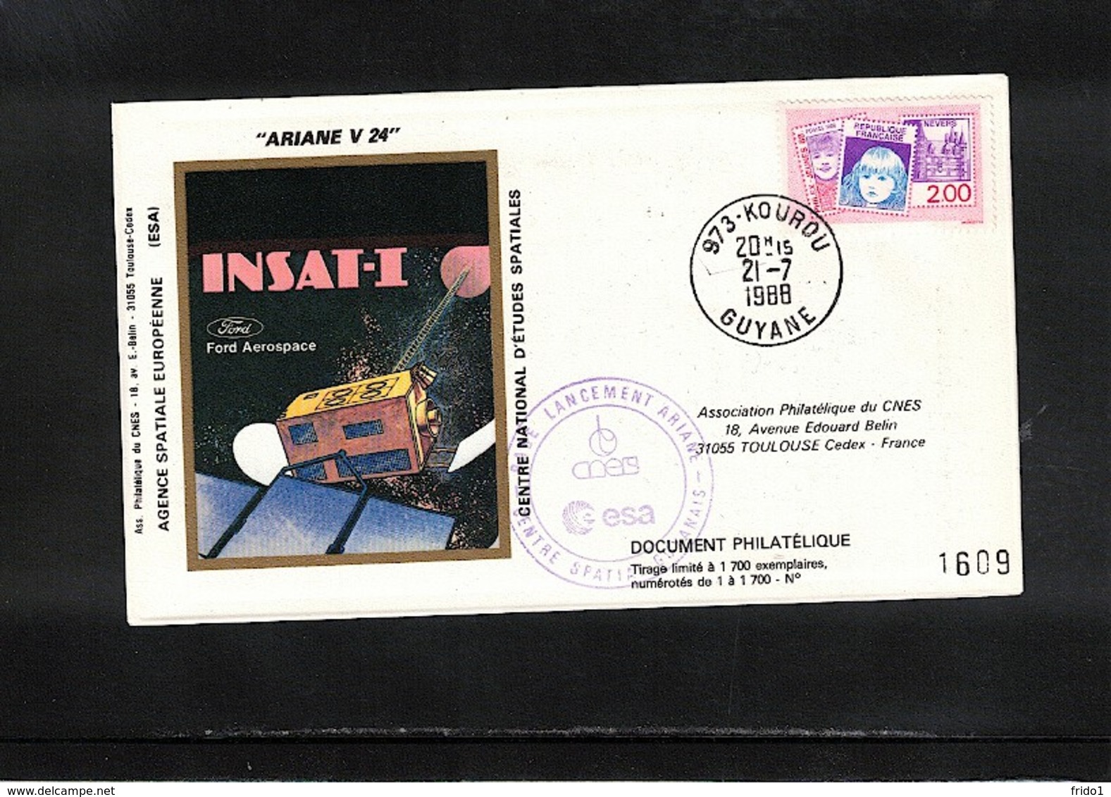 France / Frankreich 1988 Space / Raumfahrt  Kourou  Ariane  V 24 - Europa