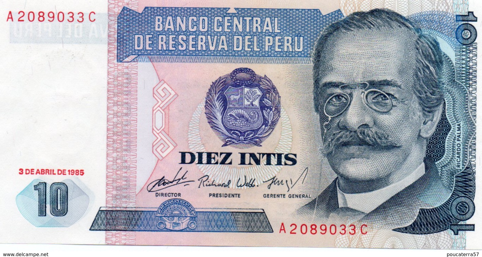 PERU=1985   10  INTIS      P-128     UNC - Perú