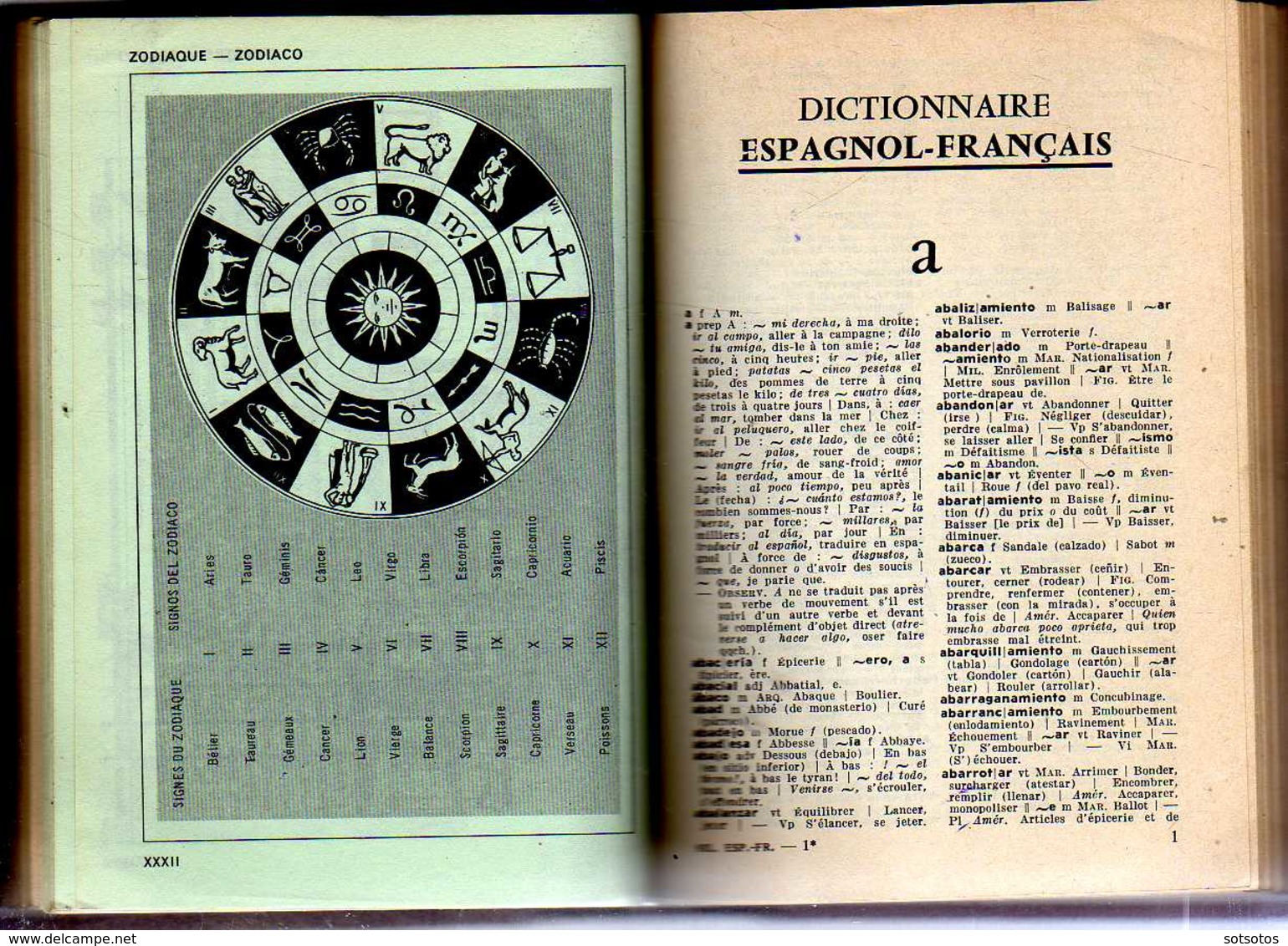 DICTIONAiRE Français - Espagnol et Espagnol - Français: LAROUSSE (1973), 416+464+XXXII pages - in good condition