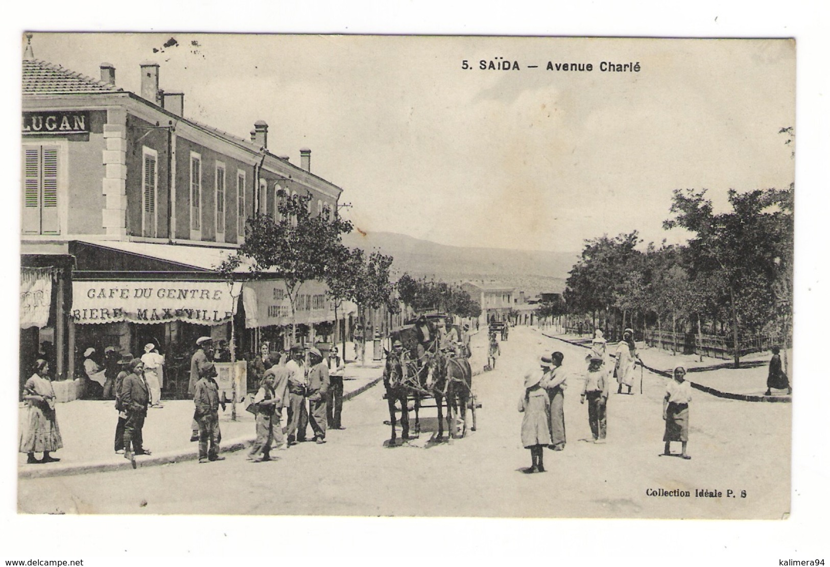 ALGERIE  /  SAÏDA  /  AVENUE  CHARIE  ( Bière MAXEVILLE , Calèche-diligence ) /  Collection Idéale  N° 5  ( FM De 1918 ) - Saida