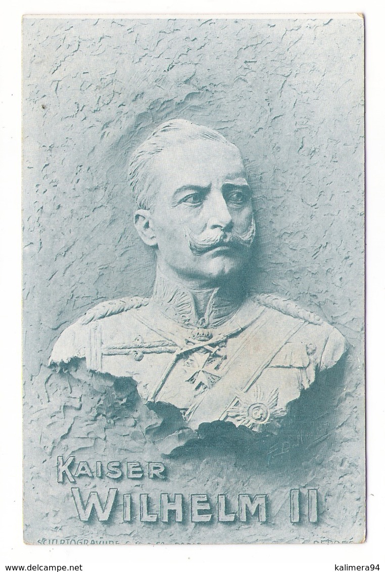 POLITIQUE  /  KAISER  WILHELM  II  ( Guillaume II ) /  Cpa Publicitaire Teinturerie MONGE , Maison C. MARTI à Paris - Personnages