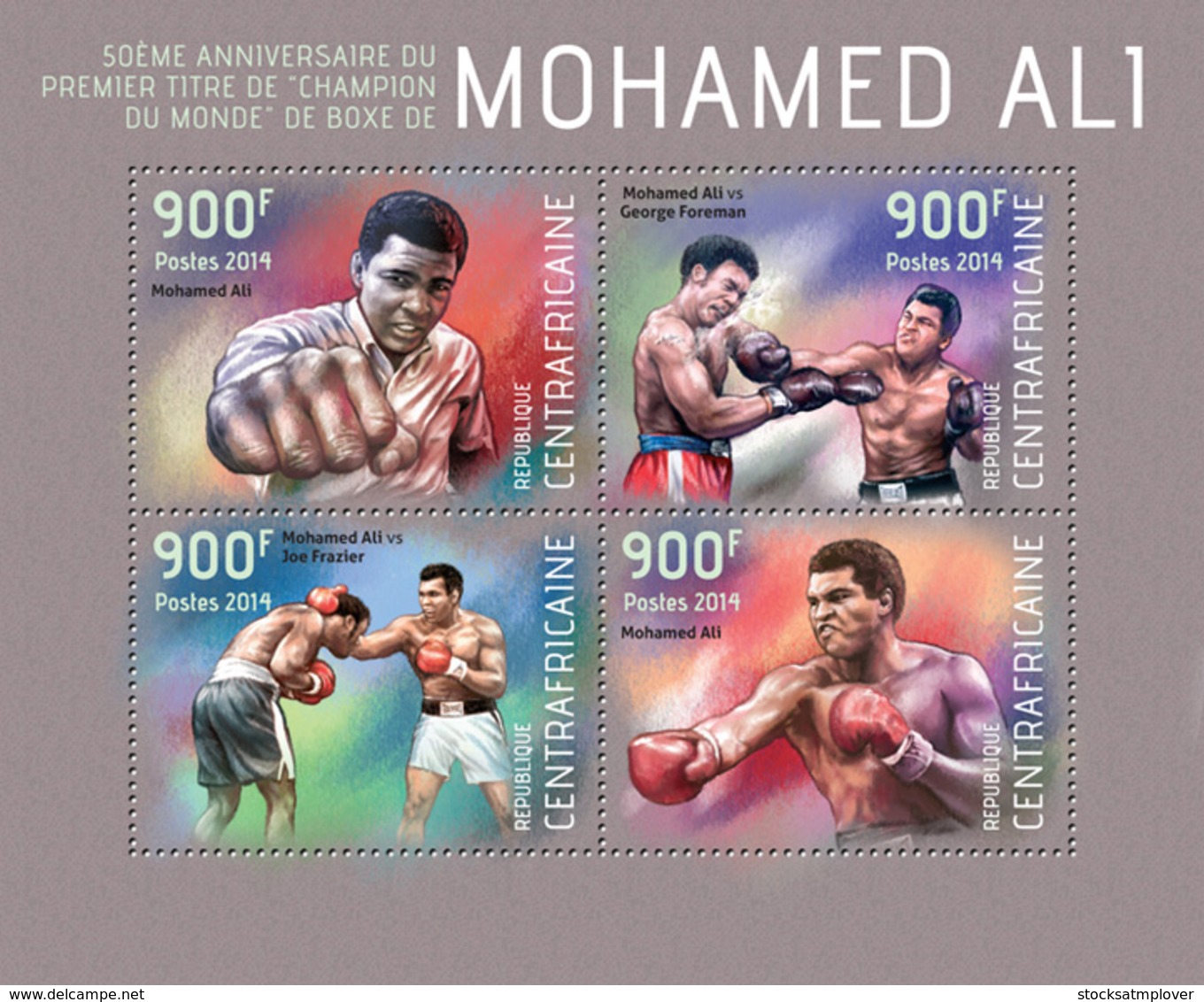 Central Africa 2014  Muhammad Ali I (George Foreman, Joe Frazier) ,boxing - Centraal-Afrikaanse Republiek