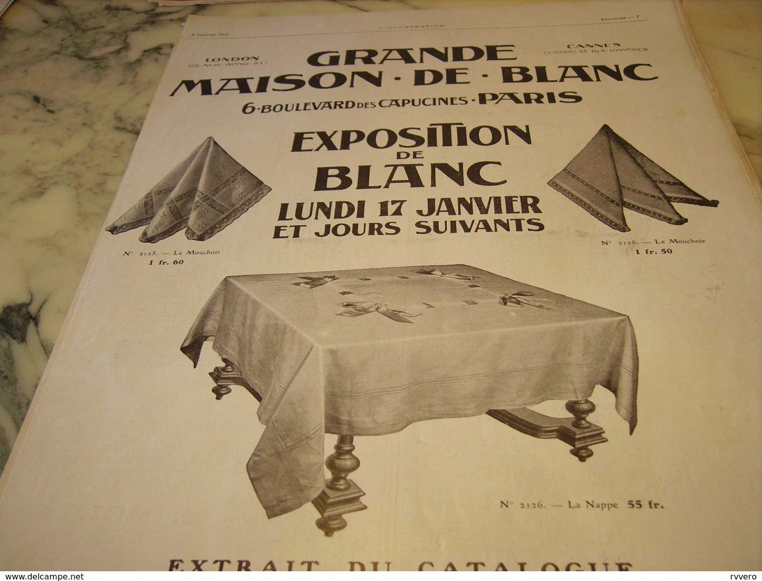 ANCIENNE   PUBLICITE MAGASIN EXPOSITION  LA GRANDE MAISON DE BLANC  1910 - Autres & Non Classés