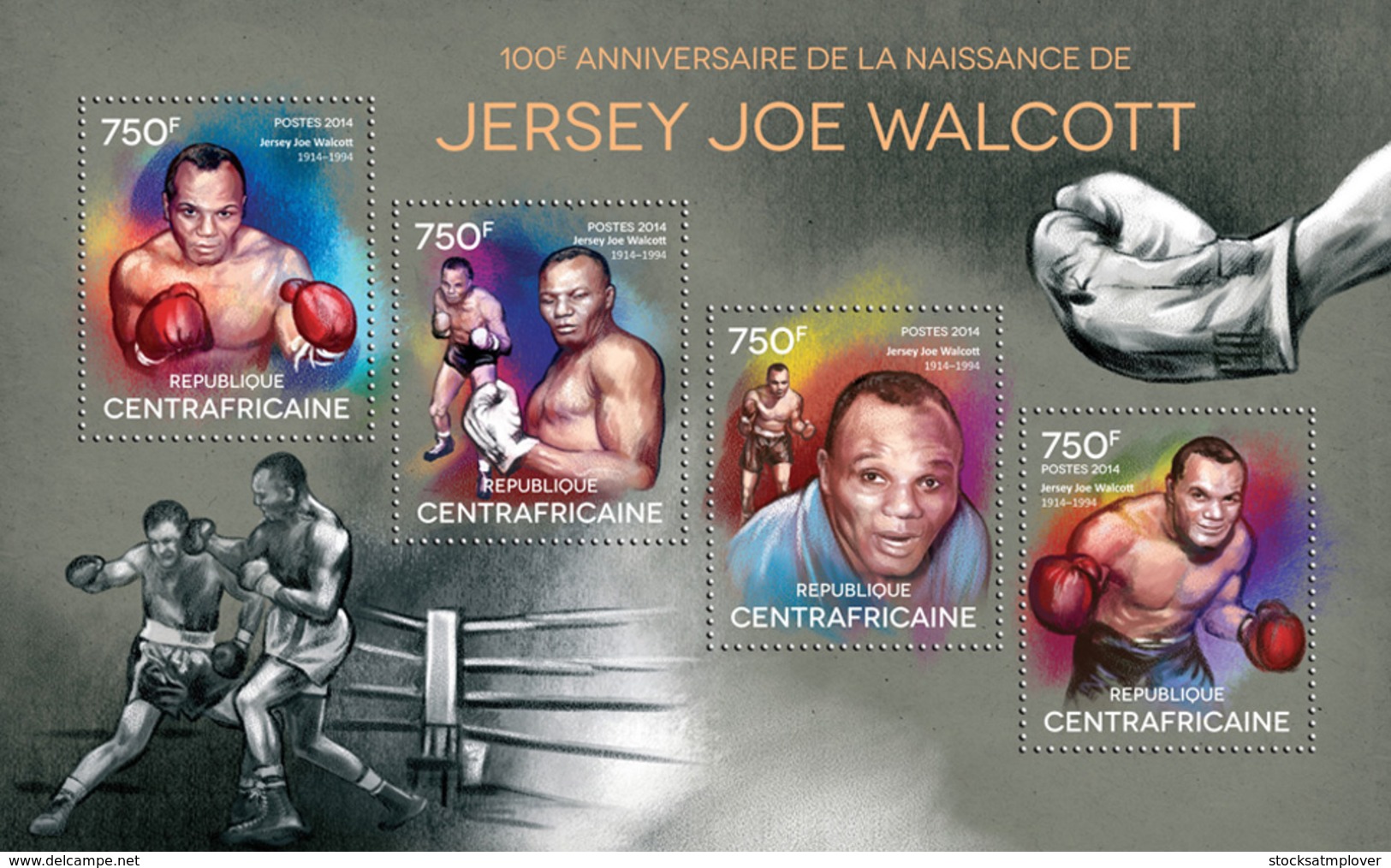 Central Africa 2014   Jersey Joe Wallcot  ,boxing - Centraal-Afrikaanse Republiek