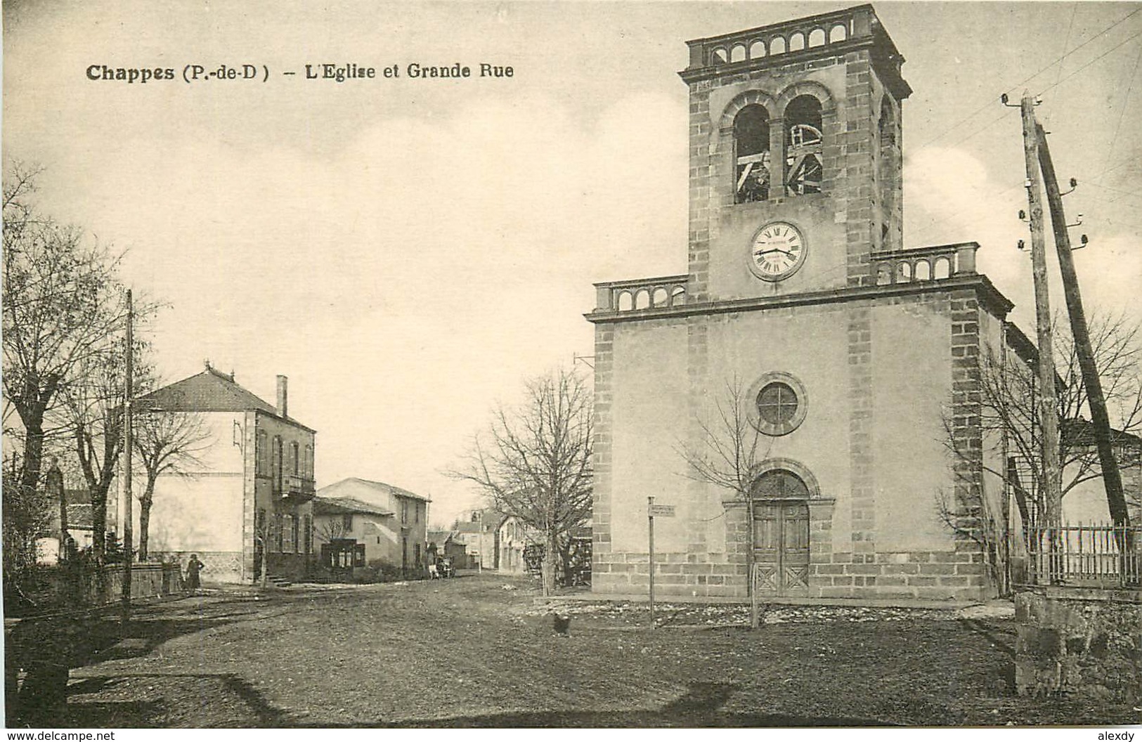 WW 63 CHAPPES. Eglise Et Grande Rue 1930 - Autres & Non Classés