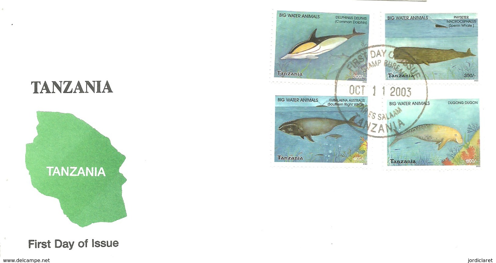 FDC 2003 TANZANIA DELFINES - Delfines