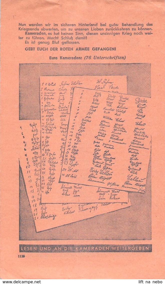 WWII WW2 Leaflet Flugblatt Tract Soviet Propaganda Against Germany  CODE 1129  FREE STANDARD SHIPPING WORLDWIDE - 1939-45