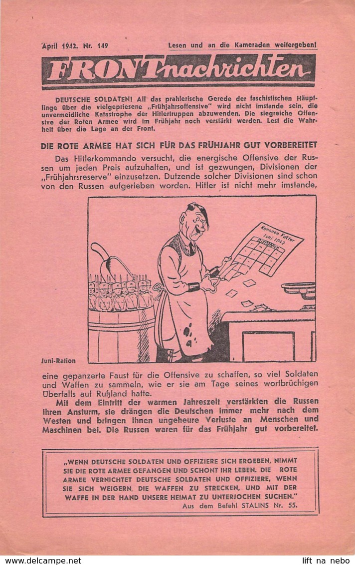 WWII WW2 Leaflet Flugblatt Soviet Propaganda Against Germany "Frontnachrichten" April 1942 Nr. 149  CODE 1152 - 1939-45