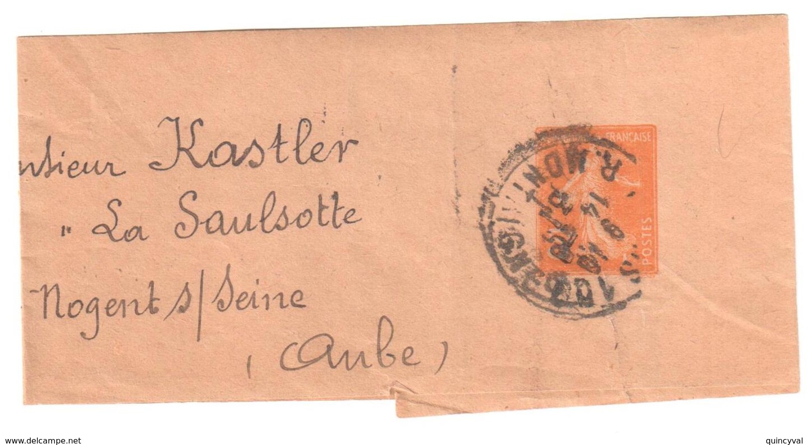 PARIS R Montaigne Bande De Journal Entier 5c Orange Semeuse Yv 158 BJ1 Storch SEC D1 Ob 1931 Millésime 415 2° Scann - Bandes Pour Journaux