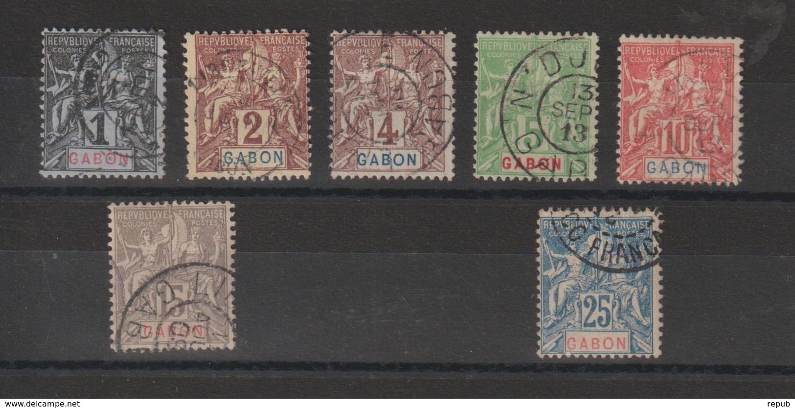 Gabon 1904-7 N° 16 à 21 + 23 Soit 7 Val Oblit / Used - Used Stamps