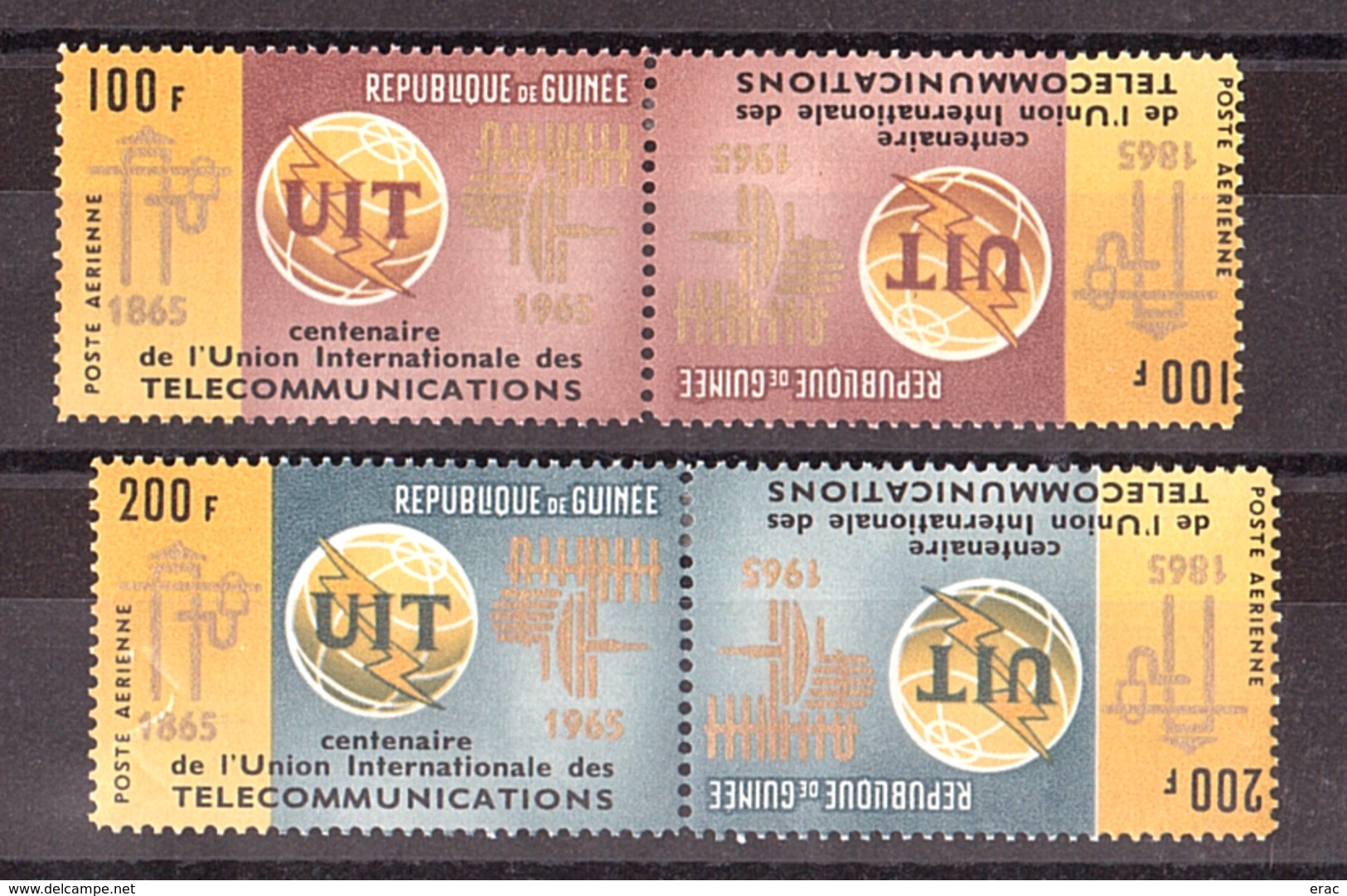 Guinée - 1965 - Paires Tête-bêche Des PA N° 54 Et 55 - Neufs * - UIT - Guinea (1958-...)