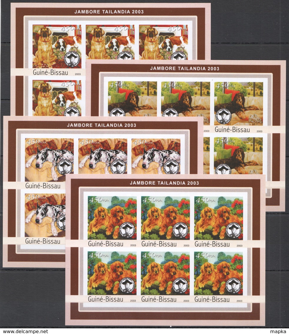XX654 IMPERFORATE 2003 GUINEA-BISSAU FAUNA PETS DOGS SCOUTING SCOUTS !!! 6SET MNH - Chiens