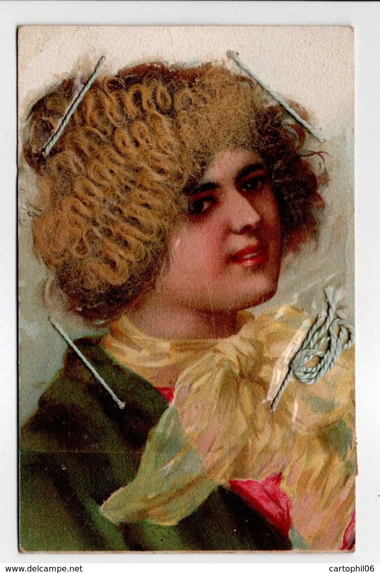 - CPA FANTAISIE (femmes) - Carte à Cheveux Avec Cordon (vrais Cheveux Protégés Par Le Film Celuloid D'époque) - N° 1685 - Femmes