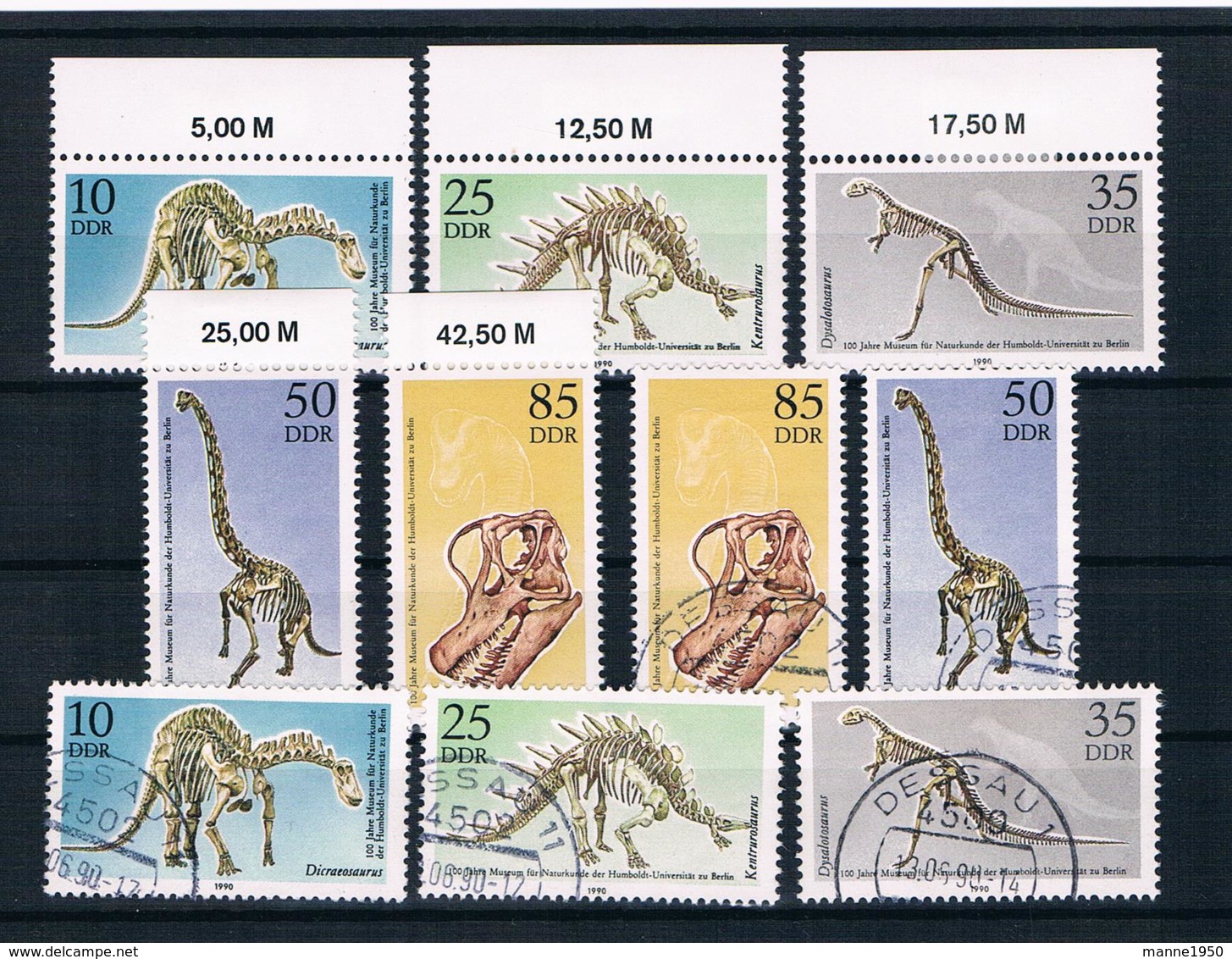 DDR 1990 Dinos Mi.Nr. 3324/28 Kpl. Satz ** + Gestempelt - Ungebraucht