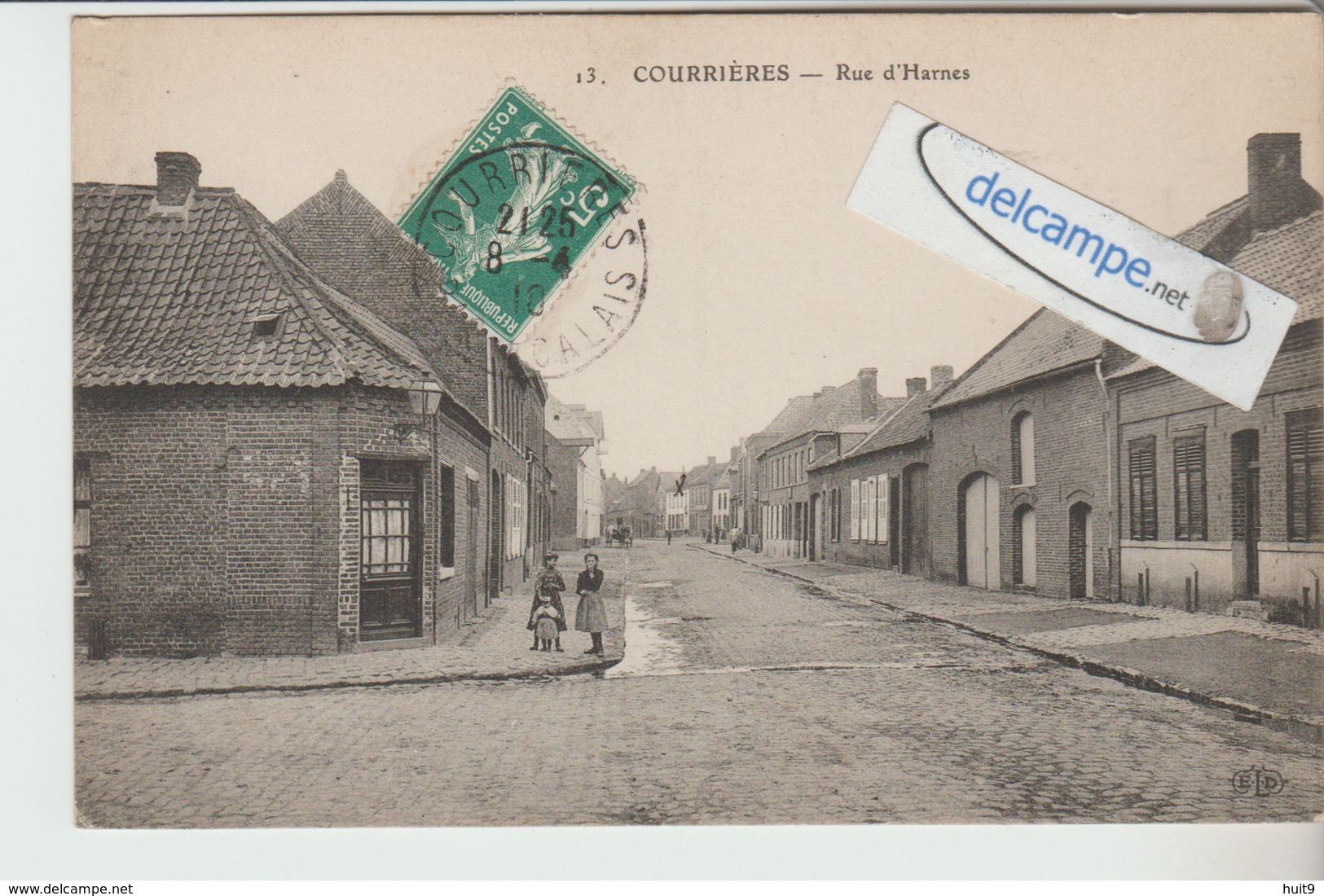 COURRIERES : La Rue D'Harnes,animée. - Autres & Non Classés