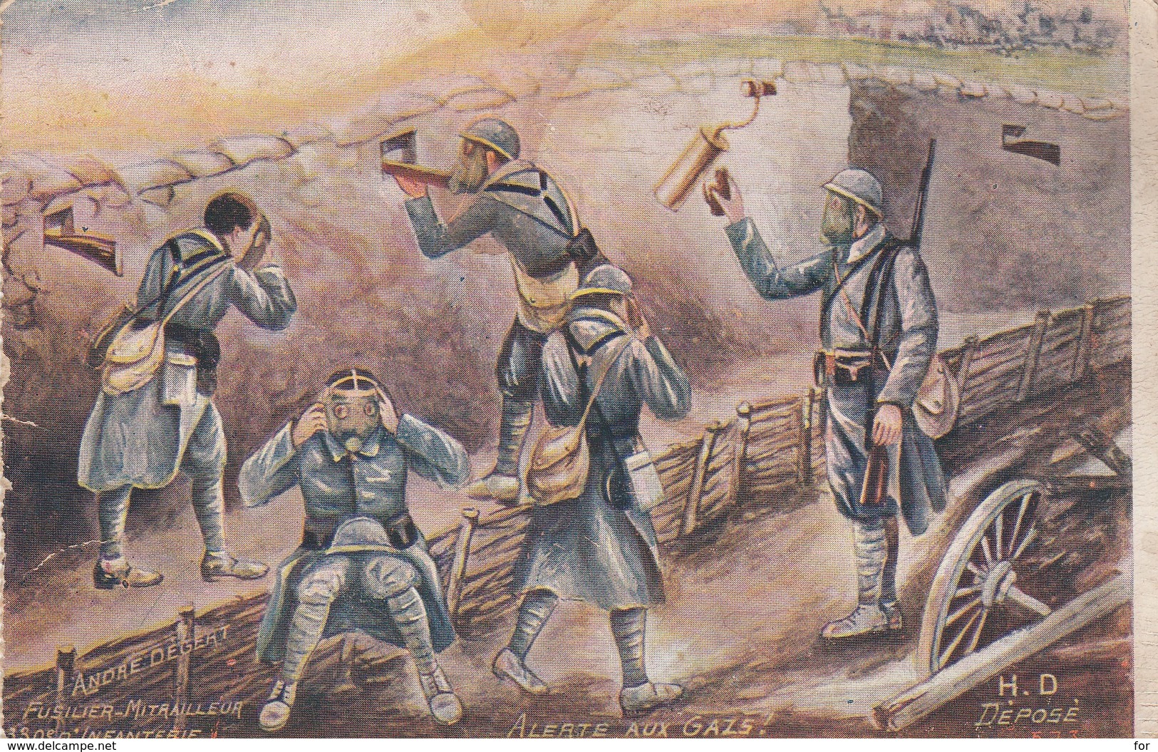 Militaria : Alerte Aux Gaz  ( Illustrateur - A. Degert ) - Guerre 1914-18