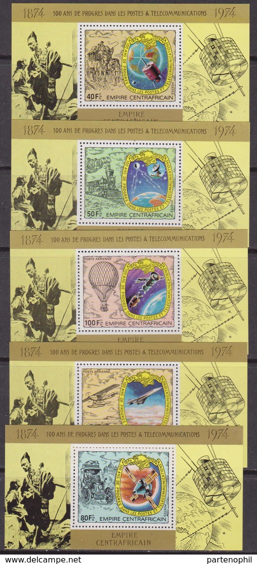 Centrafricain 1974 - Postes & Telecomunications Space Flight 5 Shettes - Posta