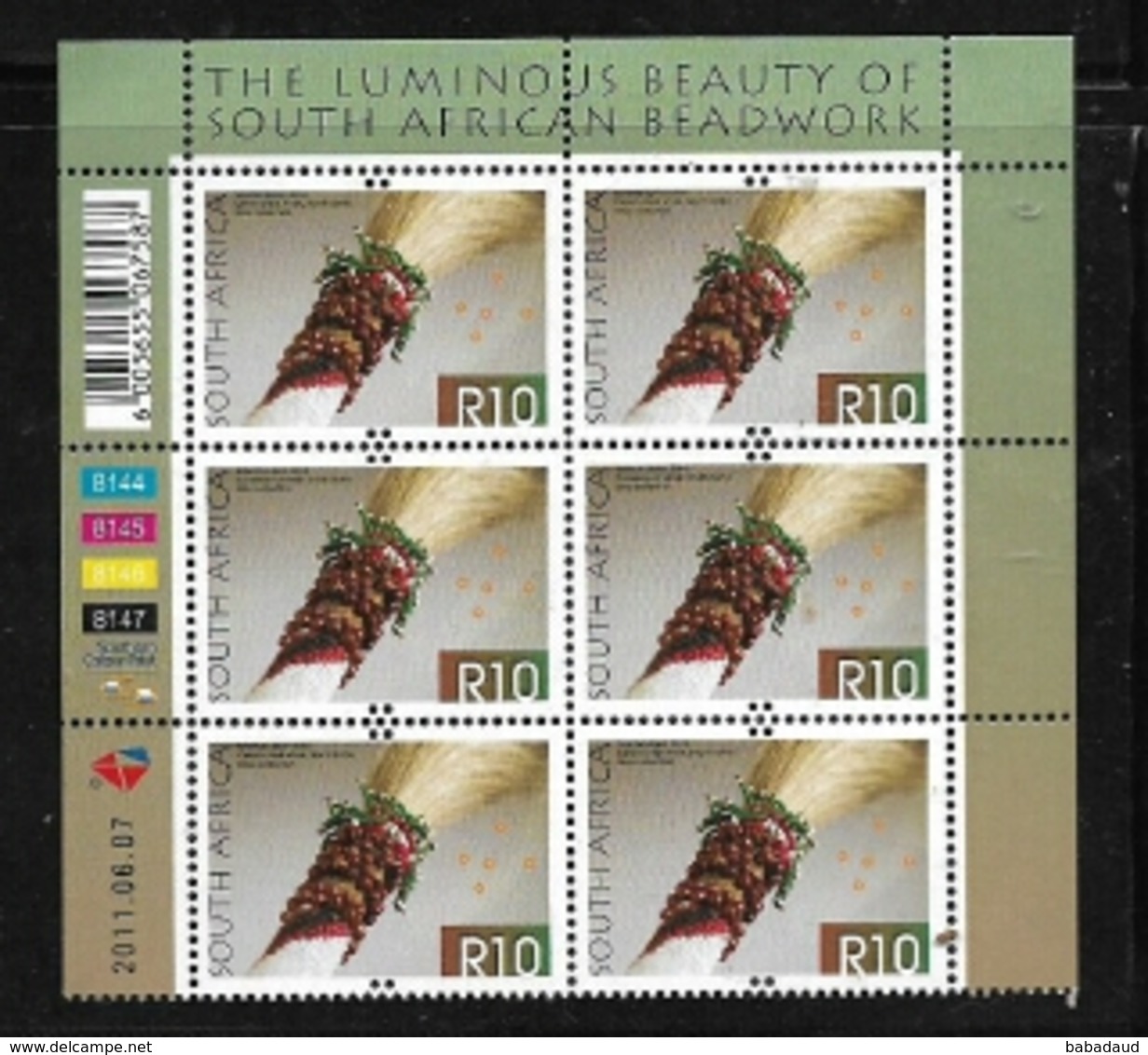 South Africa, 2011, R10 Control Block Of 6, MNH ** - Unused Stamps