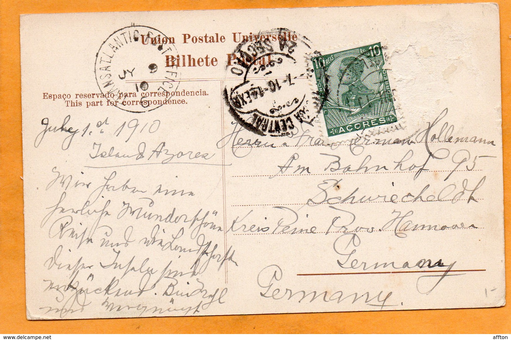 Pico Island Azores 1910 Postcard - Açores