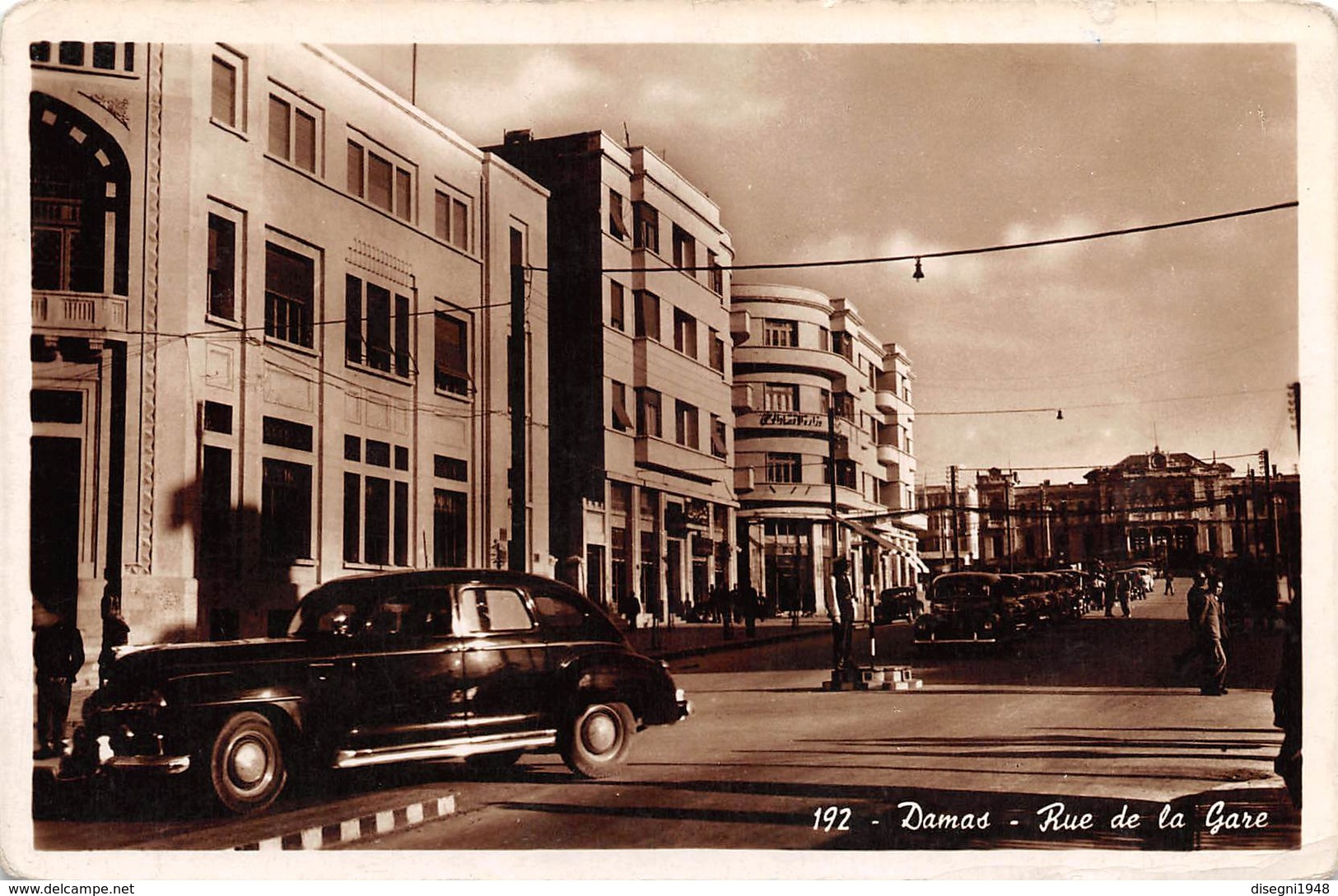 M07852 "DAMAS - RUE DE LA GARE" ANIMATA,AUTO '50,VIGILE URBANO  CART ORIG. NON SPED. - Siria