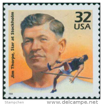 USA 1998 Celebrate The Century 1910's Stamp Jim Thorpe Sc#3183g History Famous Jumping Sport - Springreiten