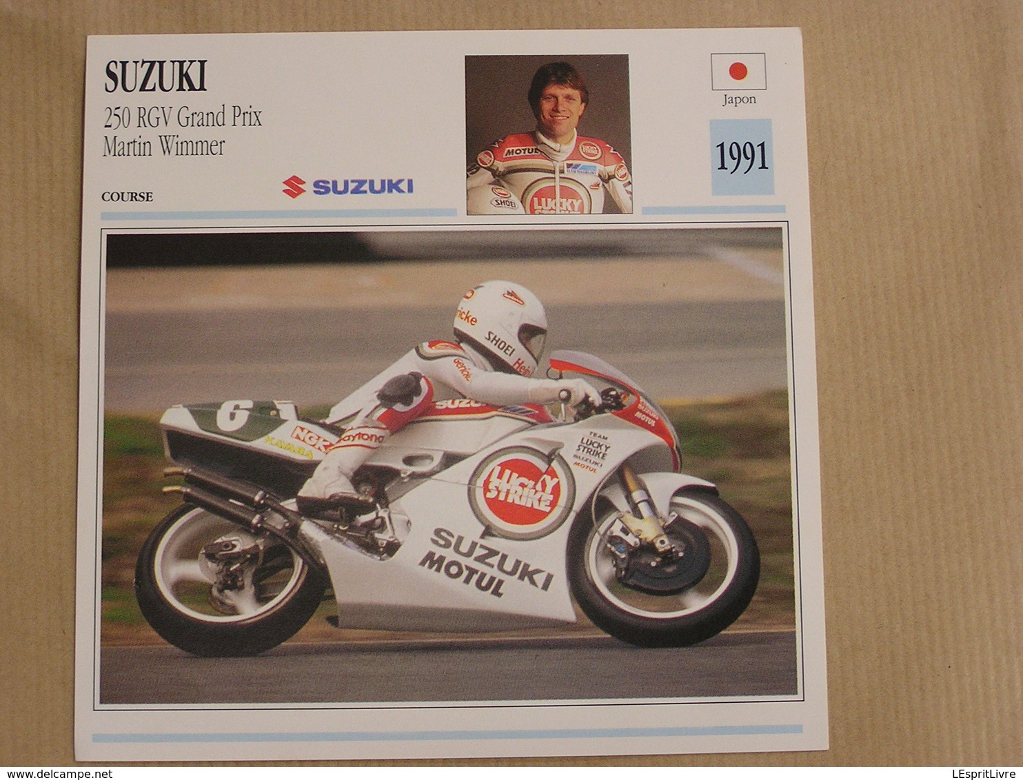 SUZUKI 250 RGV Grand Prix M Wimmer Japon Japan 1991  Moto Fiche Descriptive Motocyclette Motos Motorcycle Motocyclette - Other & Unclassified