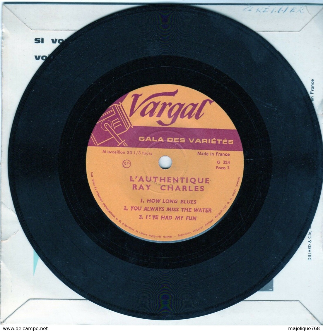 Disque De Ray Charles - Don't Put All Your Dreams - Vargal G 324 - 1962 - - Jazz