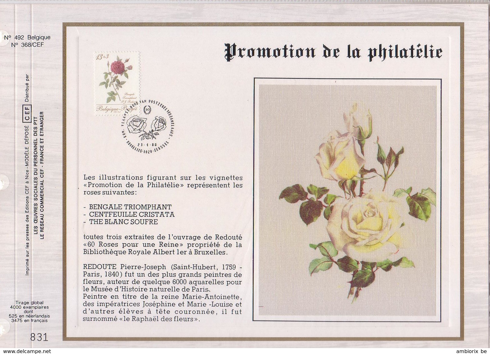 Carte CEF - 2280-81 - Promotion De La Philatelie - Roses De Redouté - 1981-1990