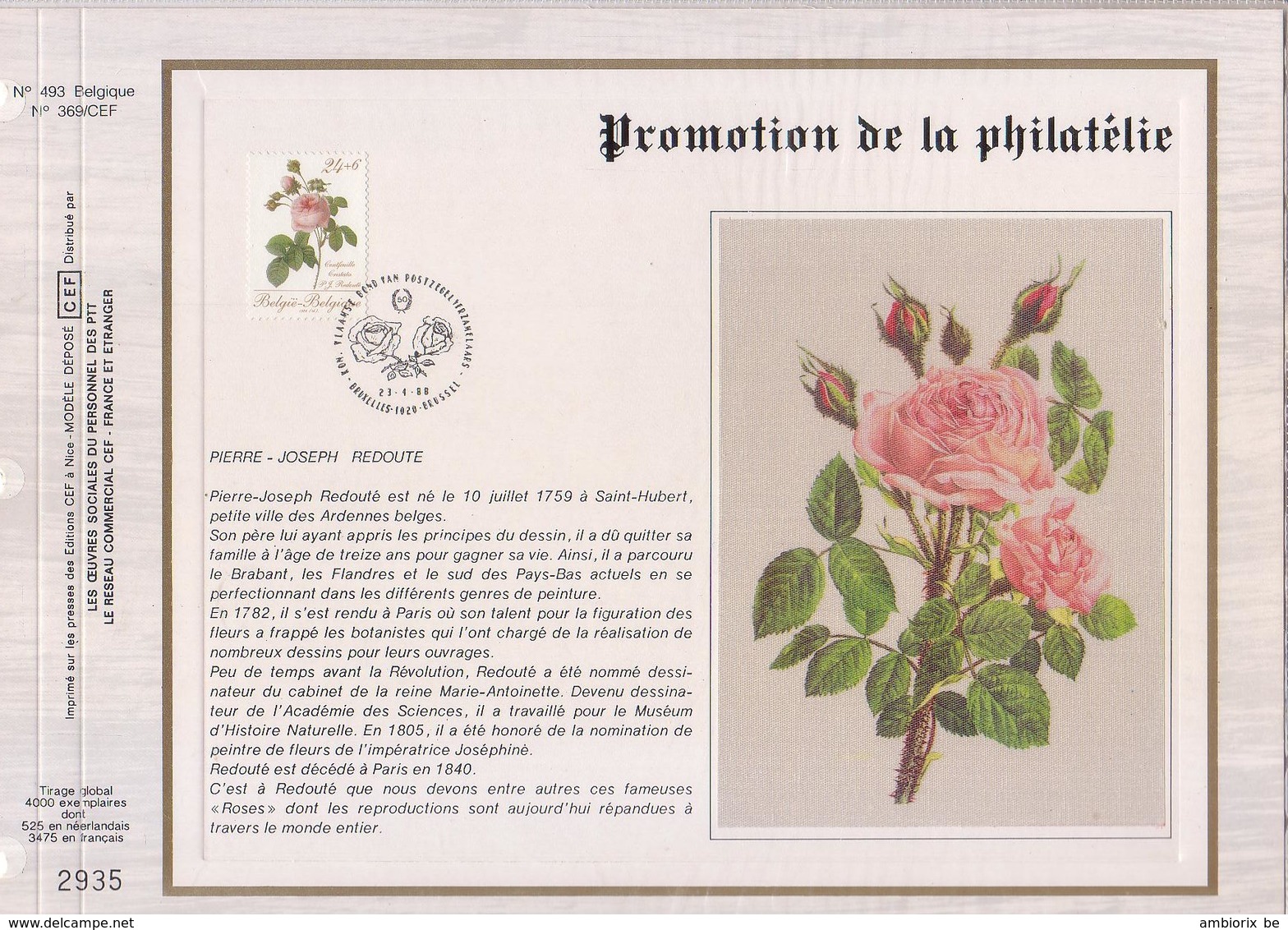 Carte CEF - 2280-81 - Promotion De La Philatelie - Roses De Redouté - 1981-1990