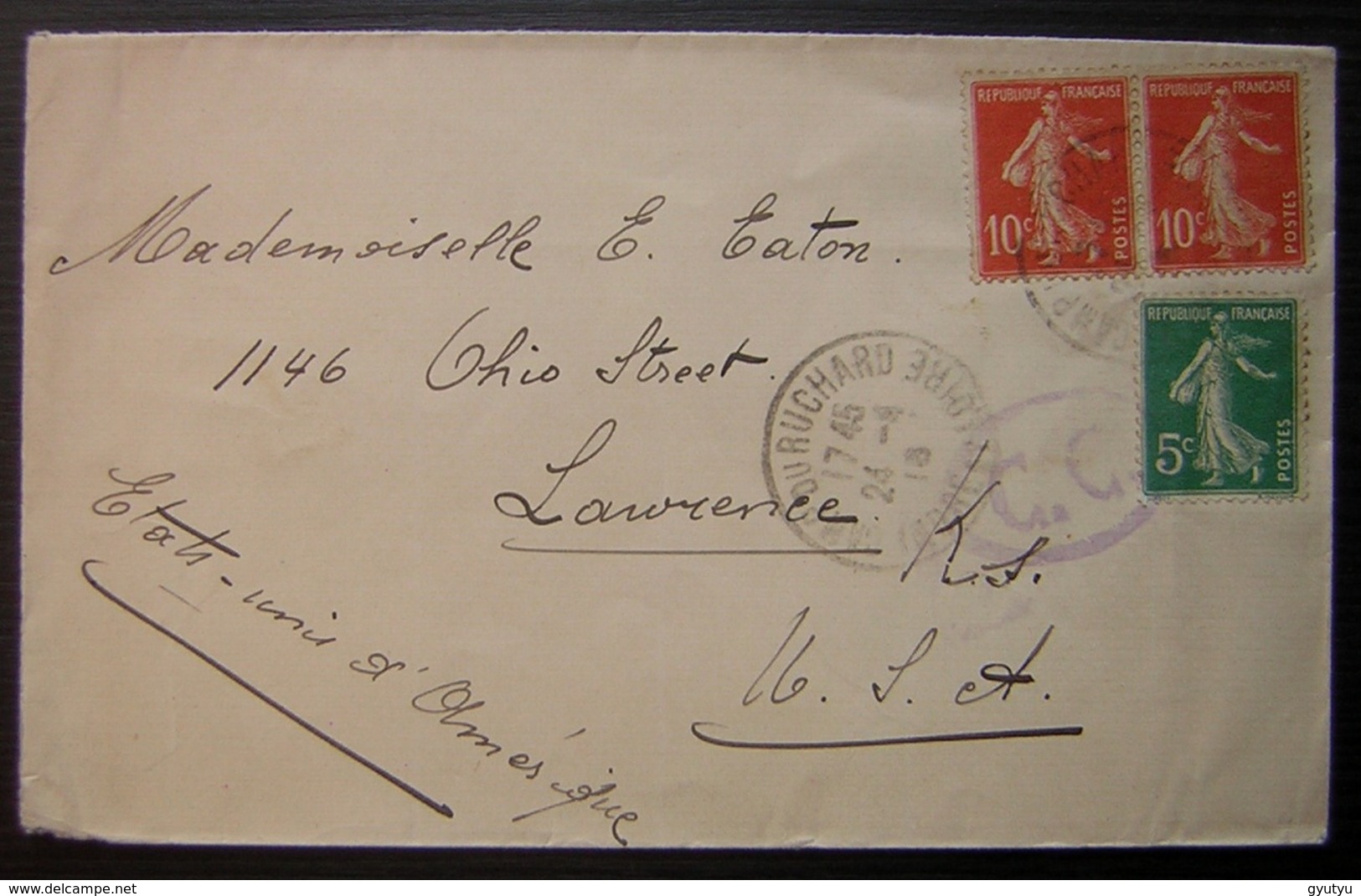 1916 Camp Du Ruchard Oblitération Sur Lettre Pour Les USA (Etats Unis), Cachet Mauve C.C, De Schoenfeld, Armée Belge - Guerre De 1914-18