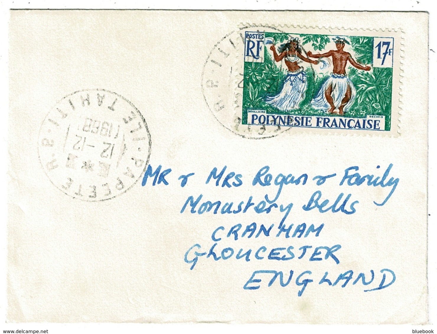 Ref 1284 - 1968 Cover - French Polynesia - Tahiti 17f Rate To Gloucester - Pacific Island - Covers & Documents