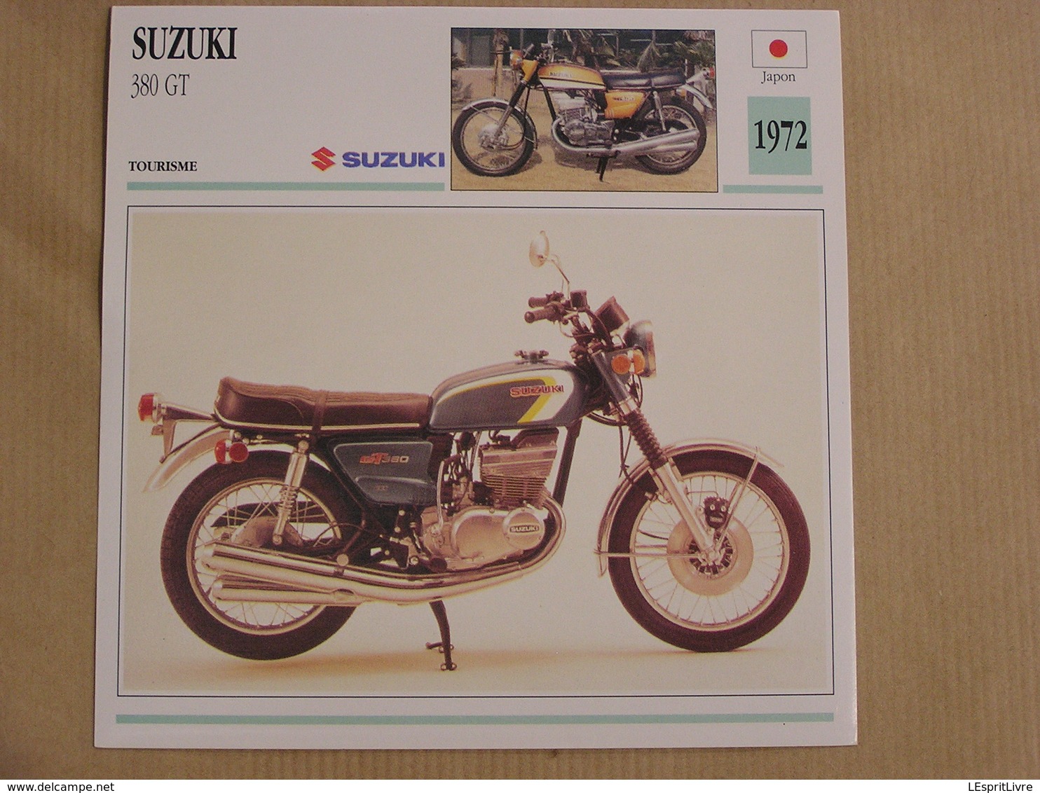 SUZUKI 380 GT Japon Japan 1972  Moto Fiche Descriptive Motocyclette Motos Motorcycle Motocyclette - Autres & Non Classés