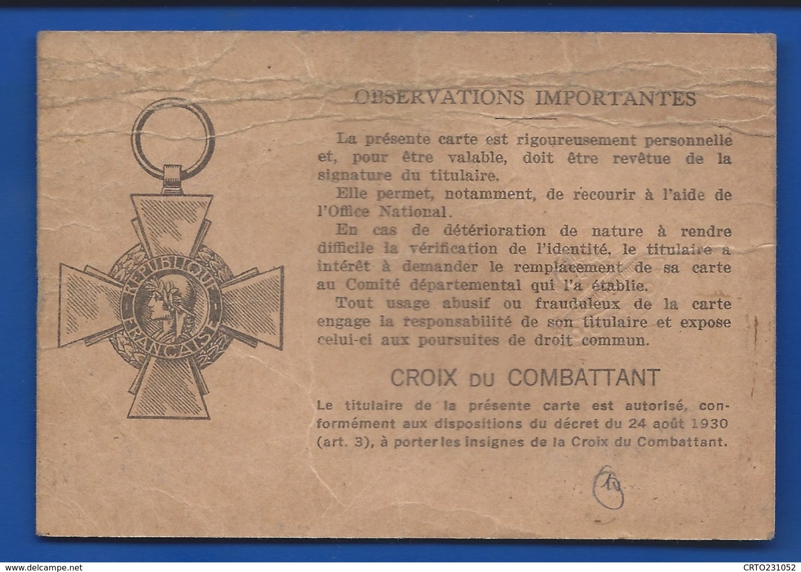 Carte Du Combattant - Documents