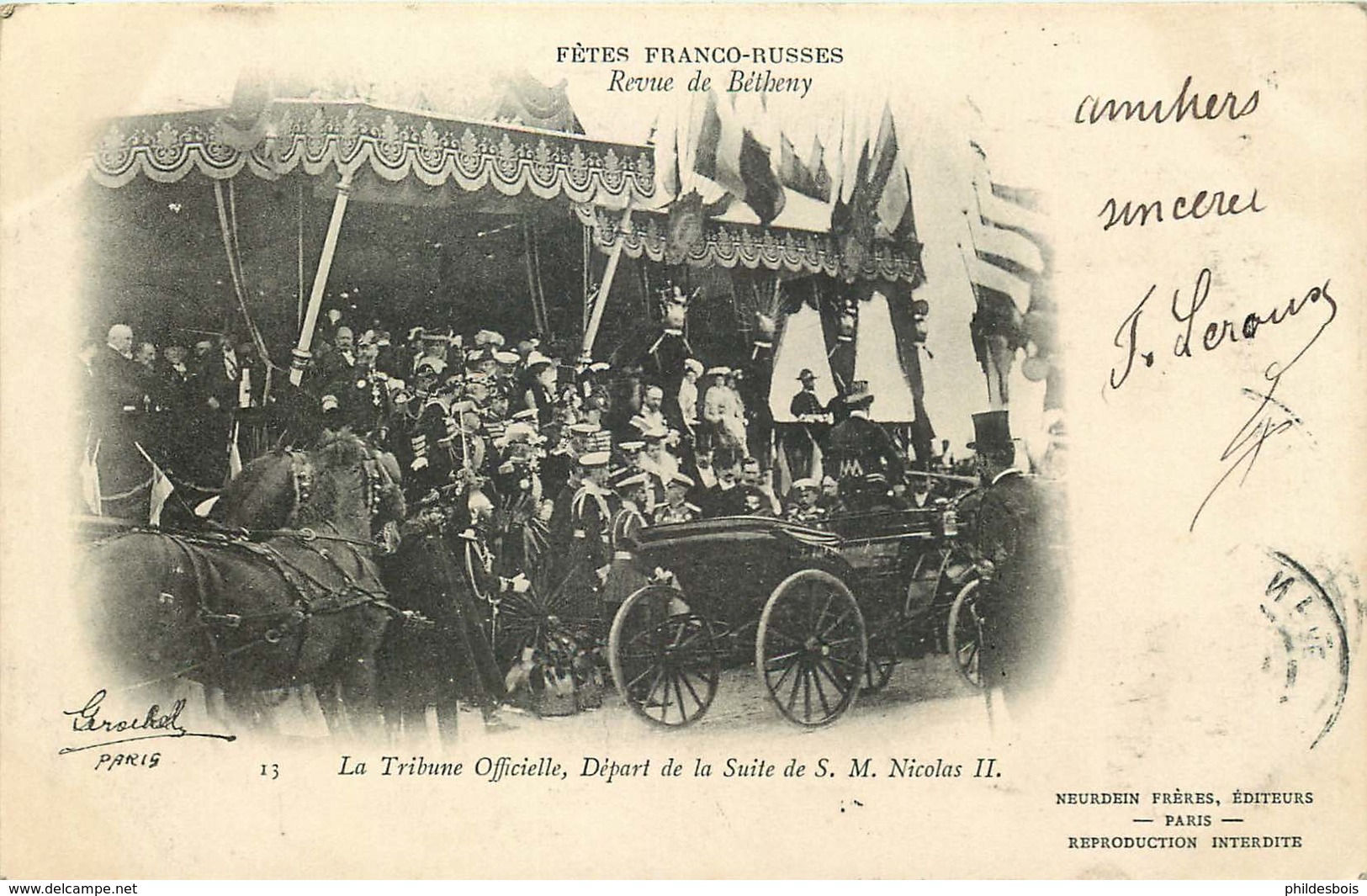 MARNE  BETHENY  Fetes Franco Russes De 1901 La Tribune Officielle Départ De La Suite De S.M Empereur NICOLAS II - Bétheny