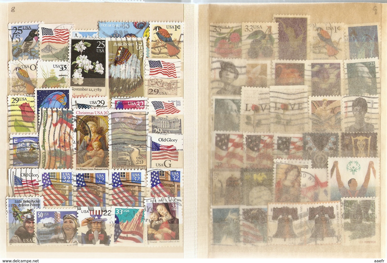 Etats-Unis - Petit Lot De 350 Timbres° DIFFERENTS + Album - Toutes époques Et Tous Formats - Vrac (max 999 Timbres)