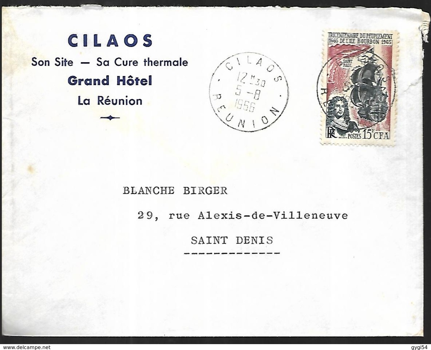 La Réunion Lettre De  Cilaos   Du  05 08  1956  Vers  Saint Denis Int - Covers & Documents