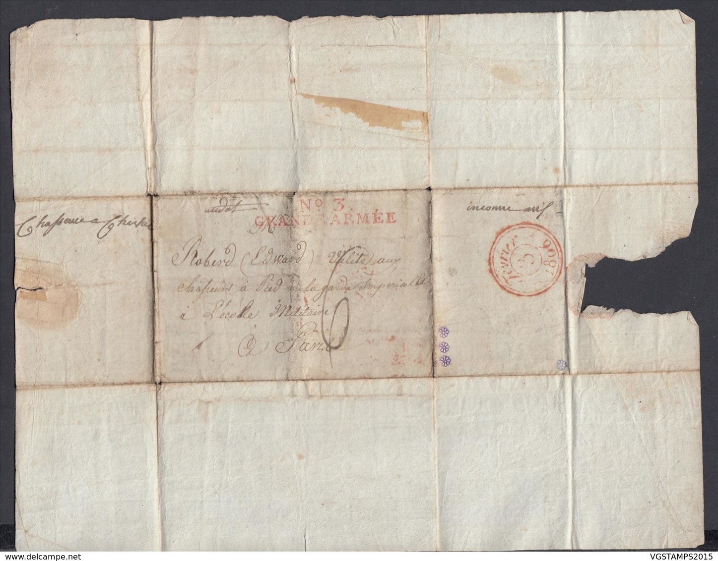 France - Lettre 25/01/1806 " Nº3 Grande Armée "  Vers  Paris (7G37423) DC2640 - Sellos De La Armada (antes De 1900)