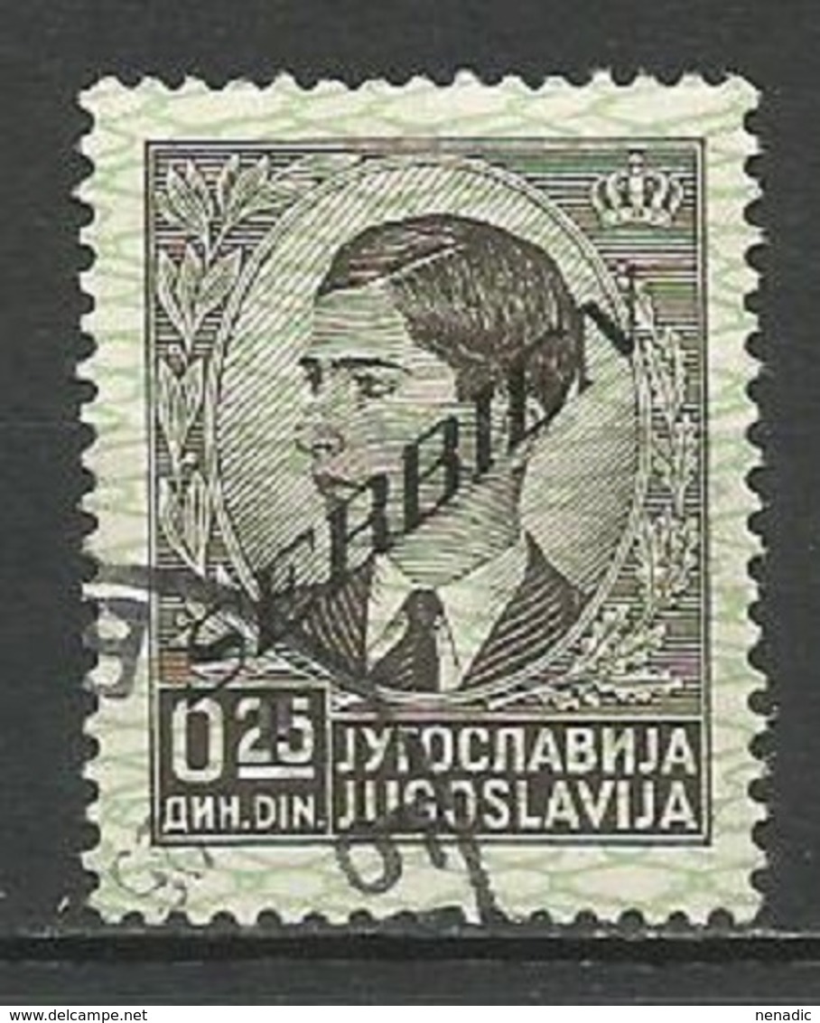 Germany,Occupation Of Serbia,King Petar II With Overprint 0.25 Din 1941.,used(o) - Occupation 1938-45