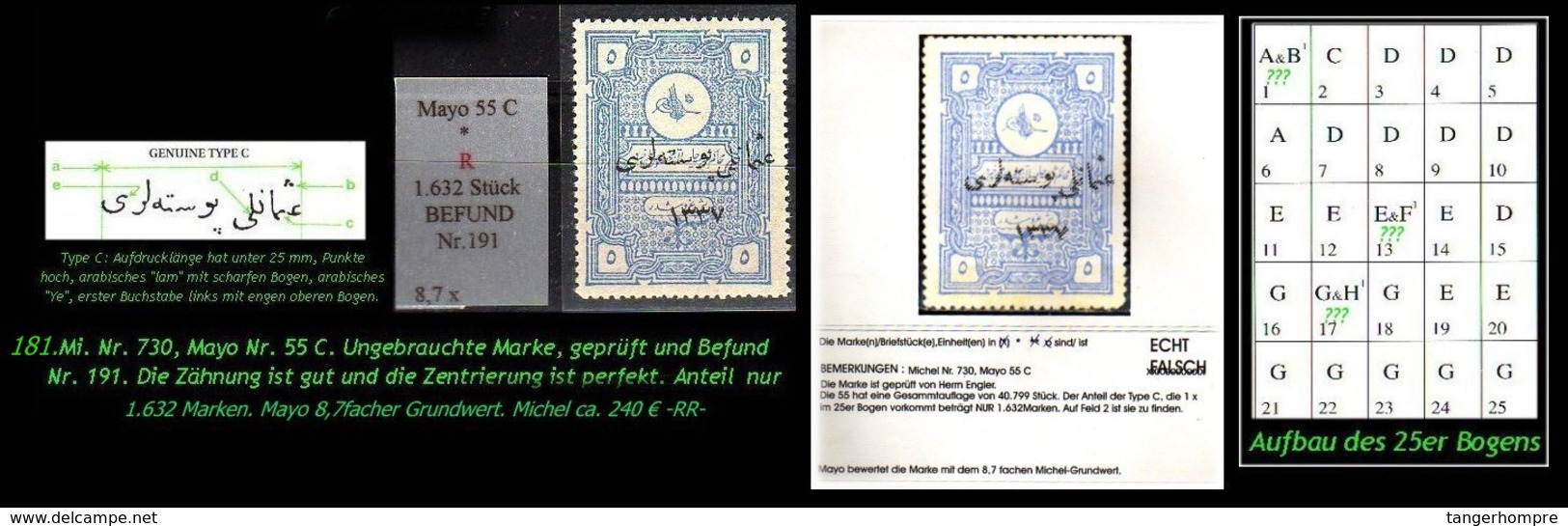 EARLY OTTOMAN SPECIALIZED FOR SPECIALIST, SEE...Mi. Nr. 730 - Mayo C - Auflagenanteil 1.632 Marken -R- - 1920-21 Anatolie