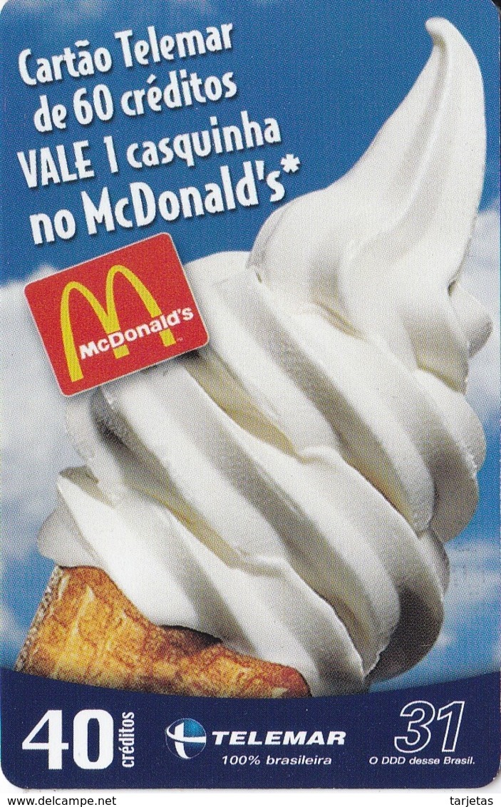 TARJETA DE BRASIL DE McDONALDS DE UN HELADO (TELEMAR) - Brasil