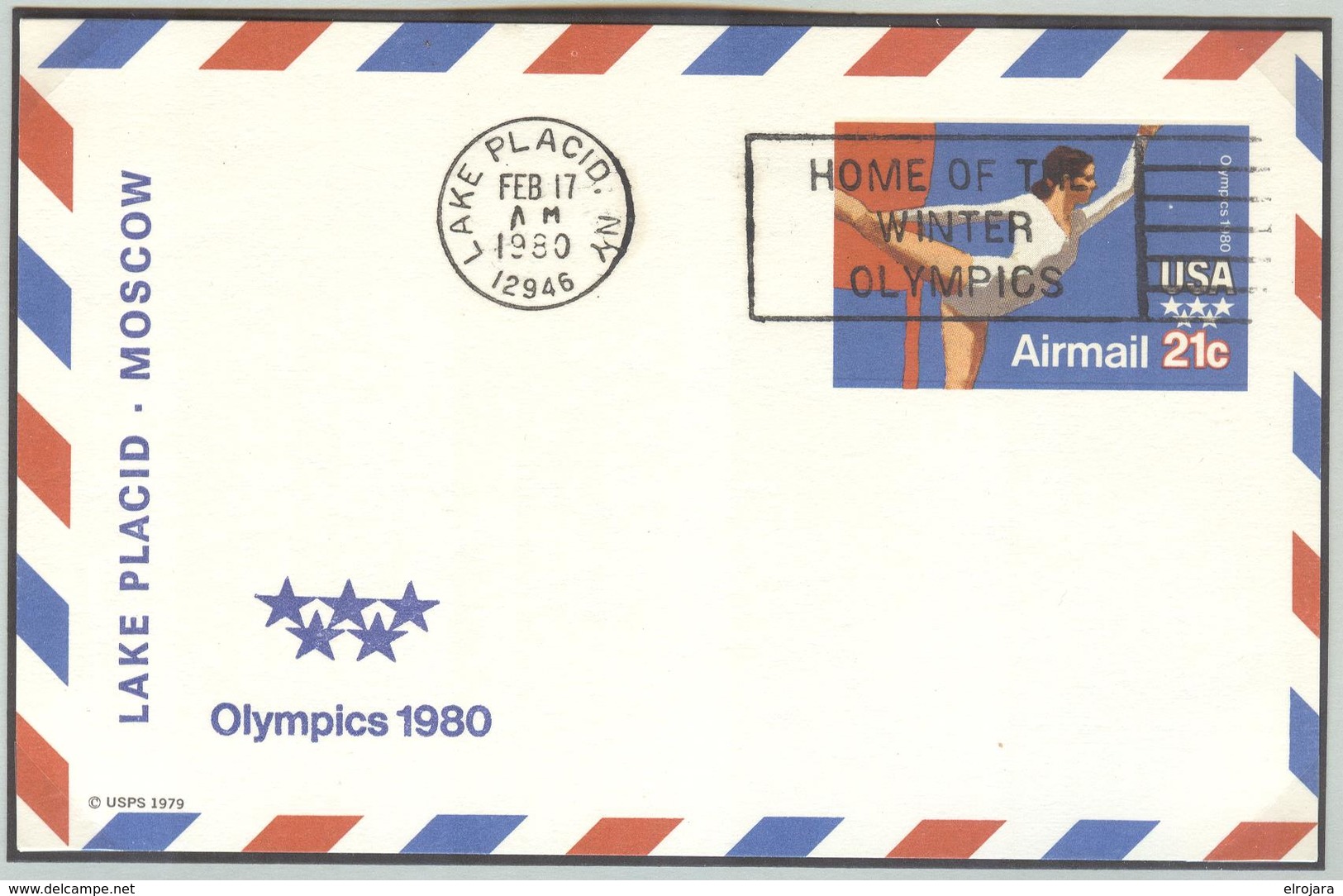 USA Olympic Stationery With Machinecancel Lake Placid NY Home Of The Winter Olympics - Hiver 1980: Lake Placid