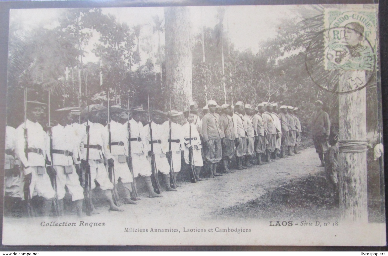 Laos Miliciens Cpa Timbrée Collection Raquez Militaria - Laos