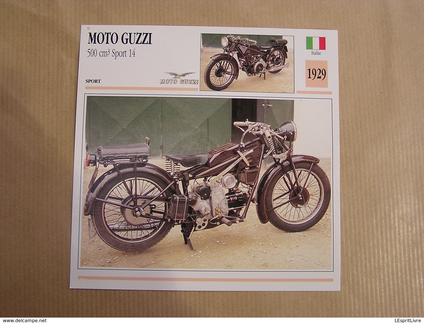 MOTO GUZZI 500 Cm3 Sport 14  Italie 1929  Moto Fiche Descriptive Motocyclette Motos Motorcycle Motocyclette - Sonstige & Ohne Zuordnung