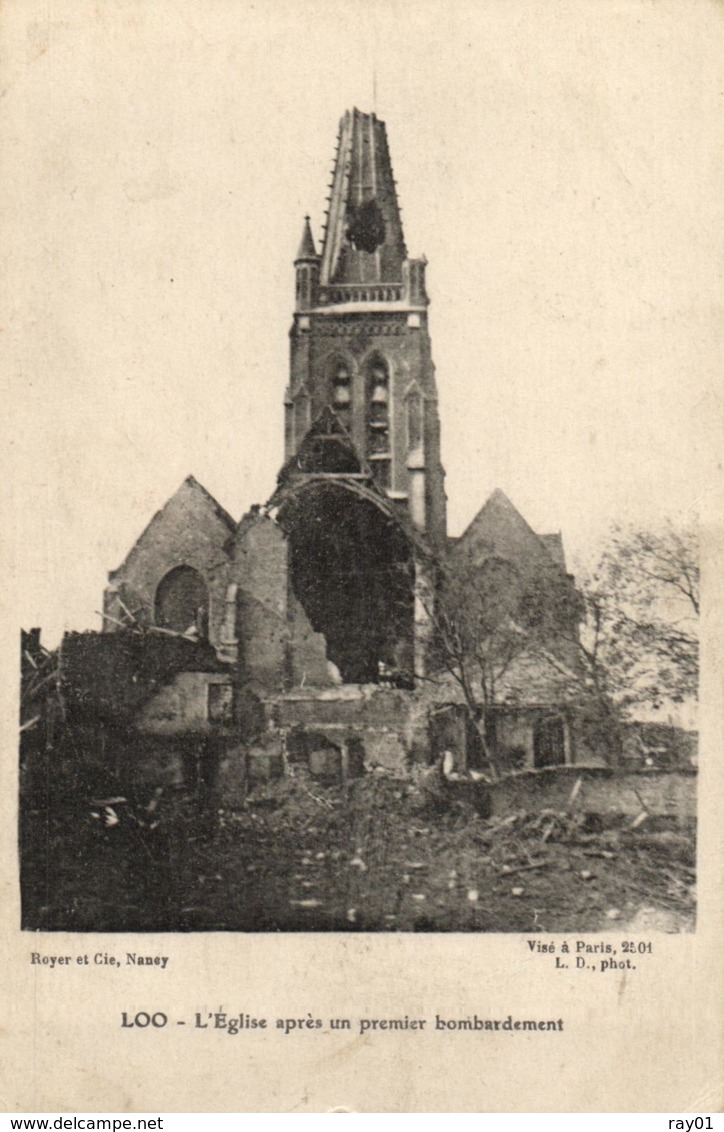 BELGIQUE - FLANDRE OCCIDENTALE - LOO - LO-RENINGE - L'Eglise Après Un Premier Bombardement. - Lo-Reninge