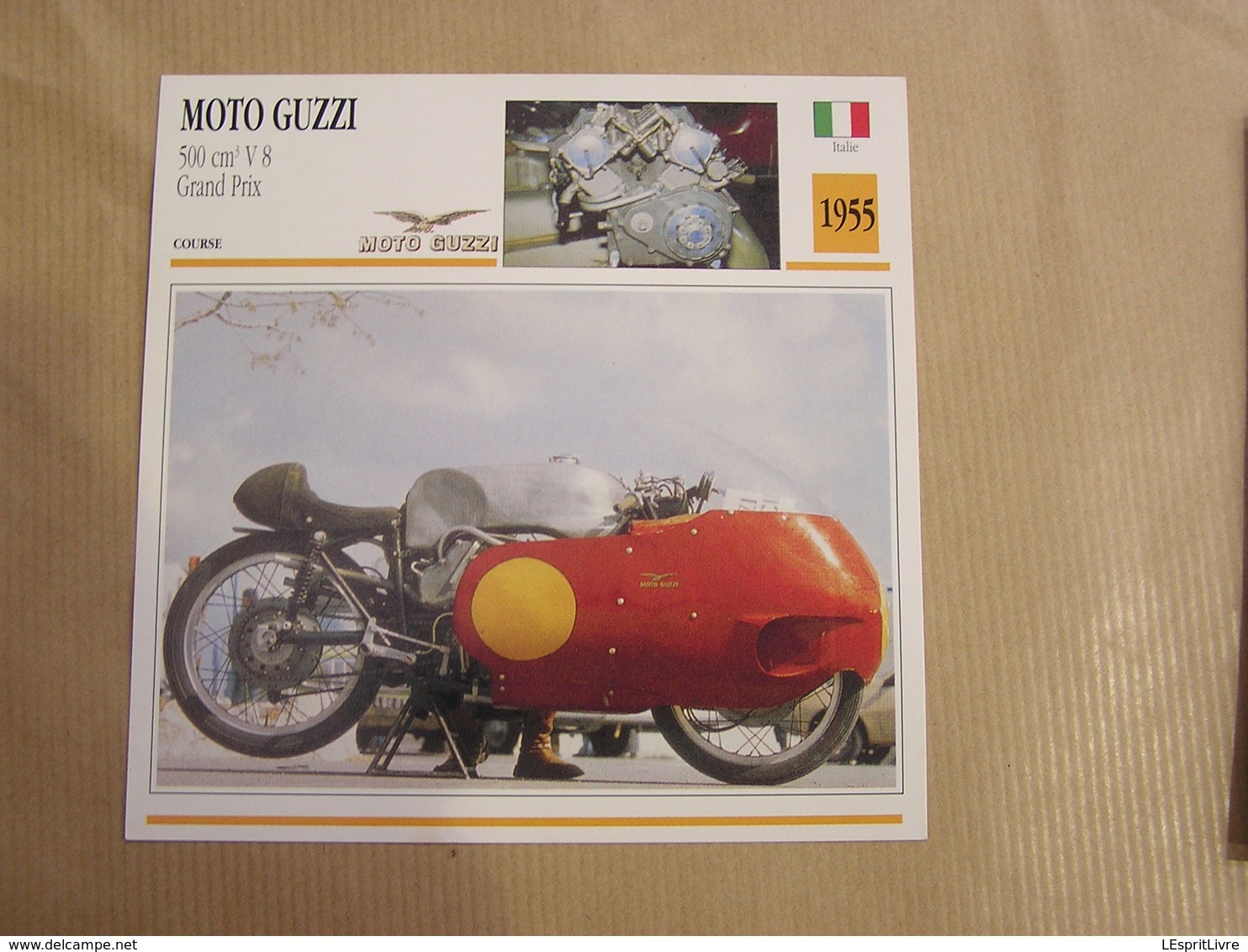 MOTO GUZZI 500 Cm3 V 8 Grand Prix Italie 1955  Moto Fiche Descriptive Motocyclette Motos Motorcycle Motocyclette - Sonstige & Ohne Zuordnung