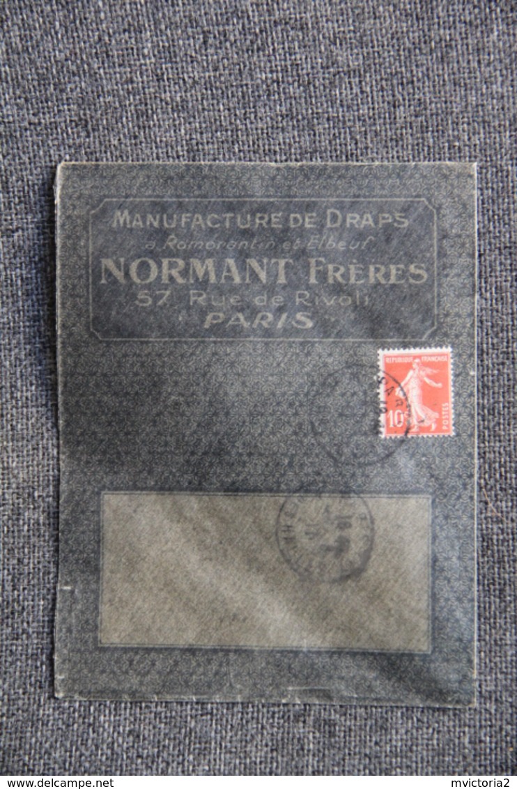 Timbre Sur Lettre Publicitaire - PARIS, ROMORANTIN Et ELBEUF, NORMANT Frères, Manufacture De Draps - Textile & Clothing