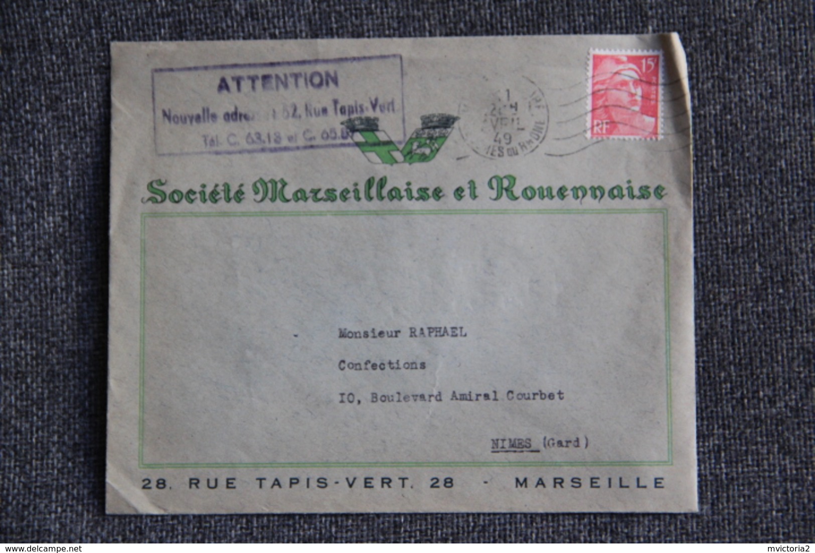 Timbre Sur Lettre Publicitaire - MARSEILLE, Société Marseillaise Et Rouennaise. - 1900 – 1949