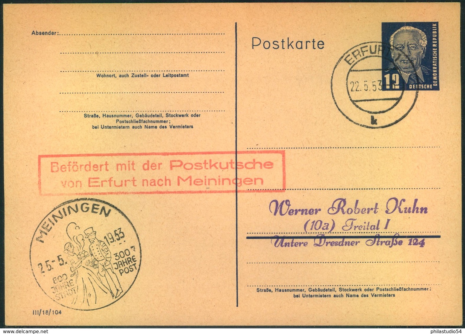 1953/1955, DDR: 10 Belege Thema Postkutschen Und Postreiter - Post