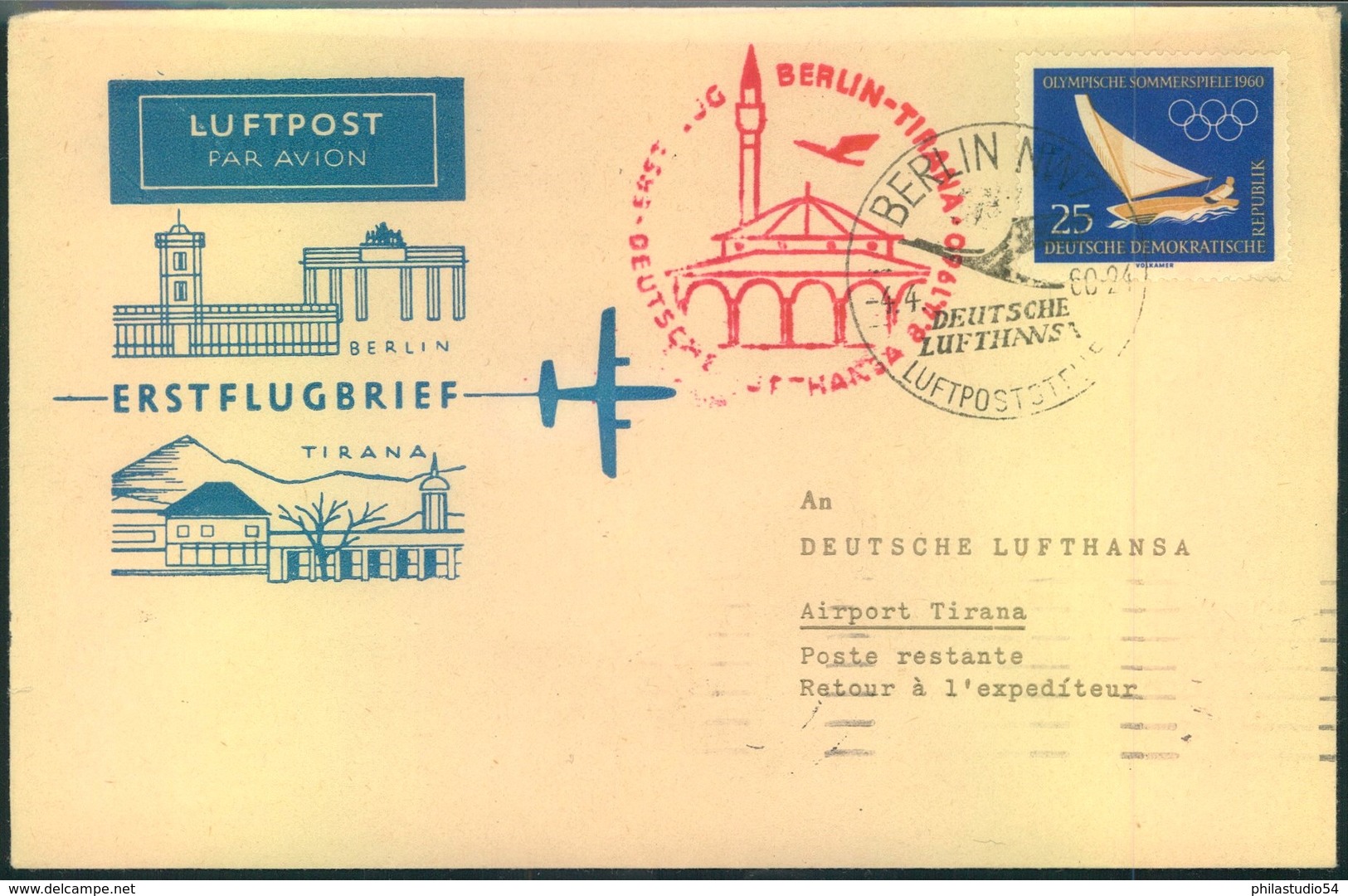 1960/1968, 11 Erstflugbelege Lufthansa/Interflug der DDR